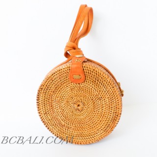 Round Circle Ata Rattan Handbag full handmade classic